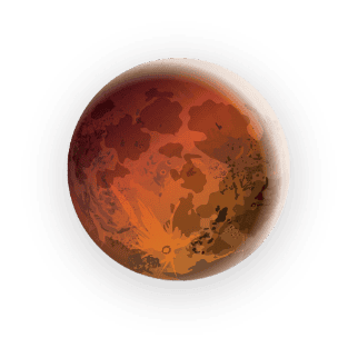 Reddish-brown moon with detailed surface, viewed through a telescope or in space.