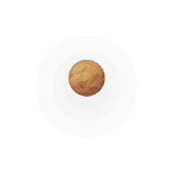 Golden brown cookie with chocolate glaze on a white background.